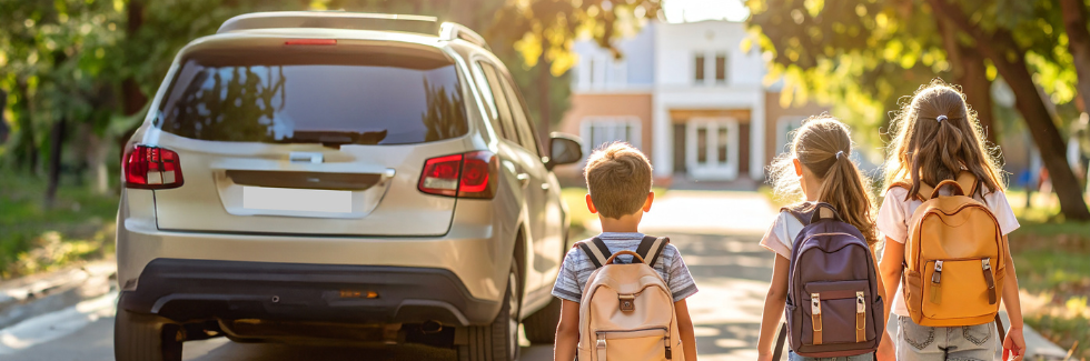 image enfant rentree voiture