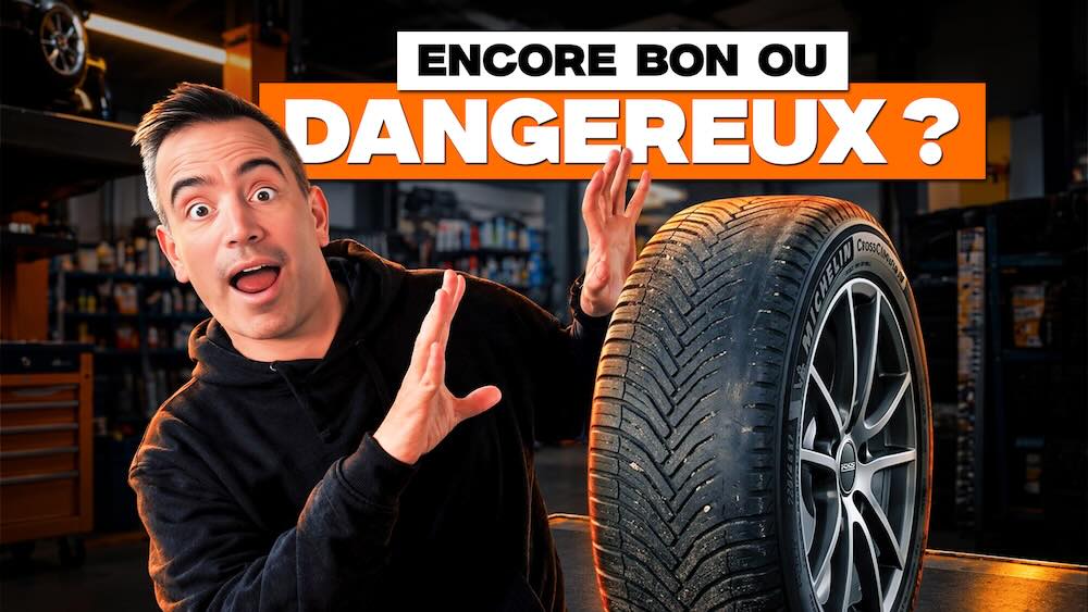 expert qui a peur en voyant le niveau d'usure d'un pneu 