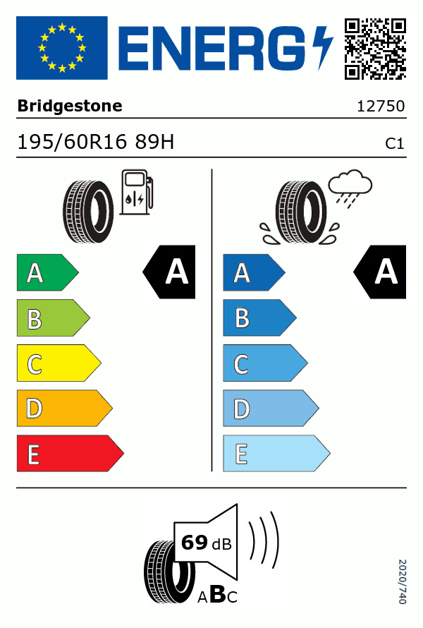 Etiquetage du Pneu Bridgestone TURANZA T001