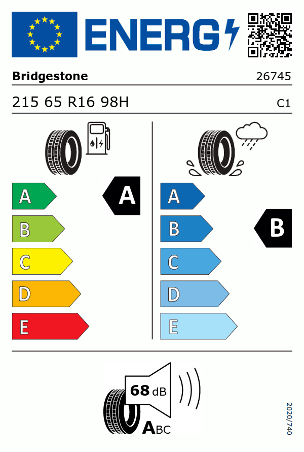 Etiquetage du Pneu Bridgestone TURANZA 6