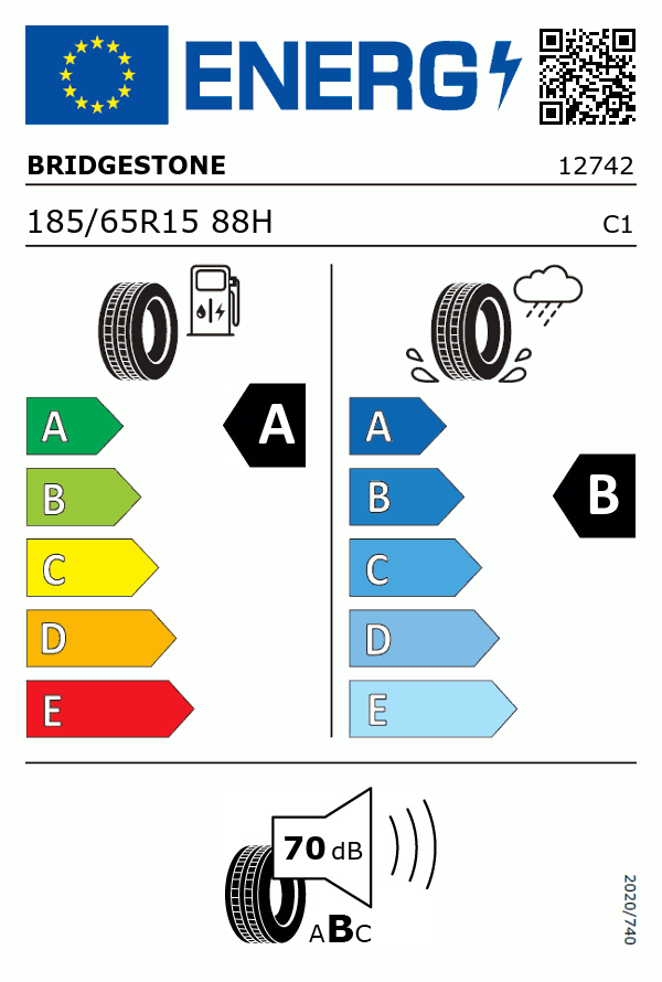 Etiquetage du Pneu Bridgestone ECOPIA EP150