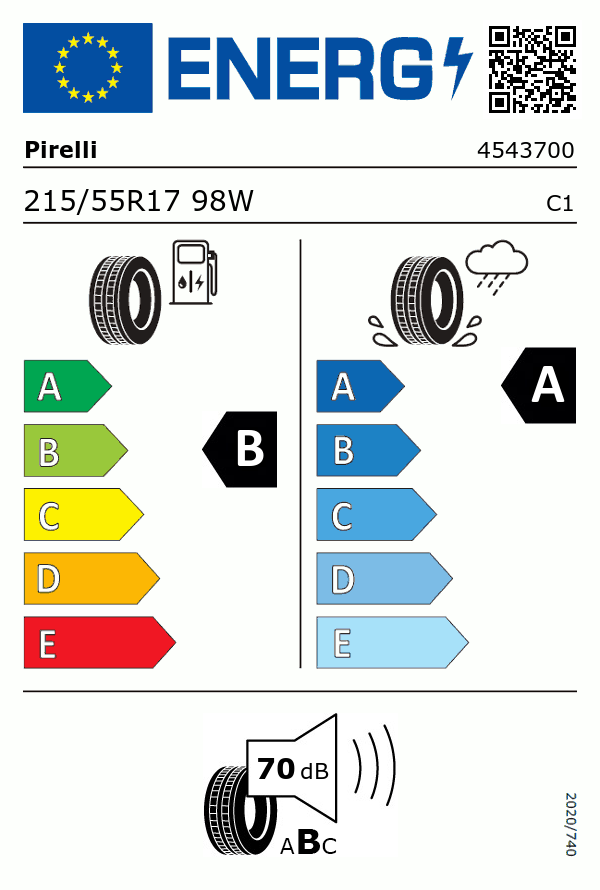 Etiquetage du Pneu Pirelli CINTURATO P7