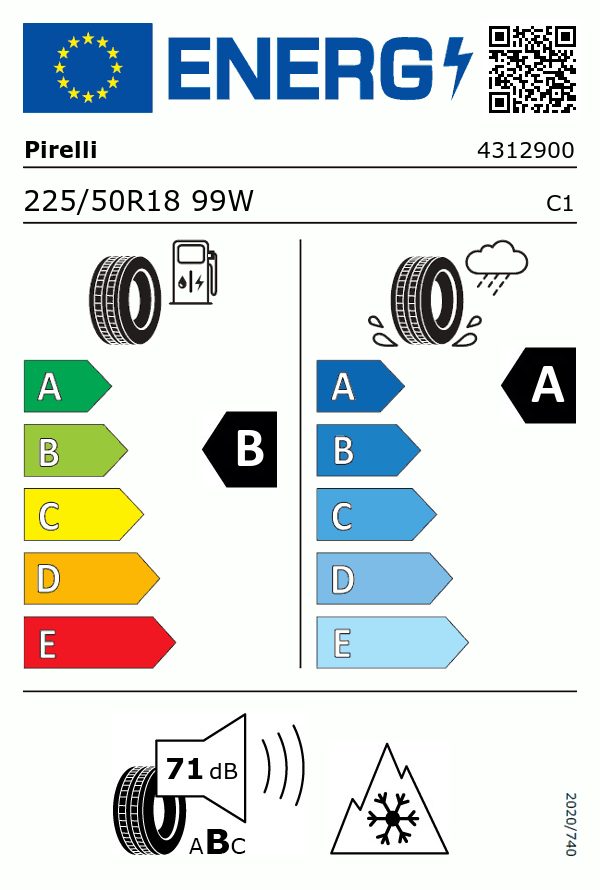 Etiquetage du Pneu Pirelli CINTURATO ALL SEASON SF3