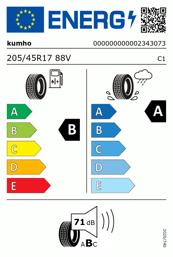 Etiquetage du Pneu Kumho ECSTA HS52