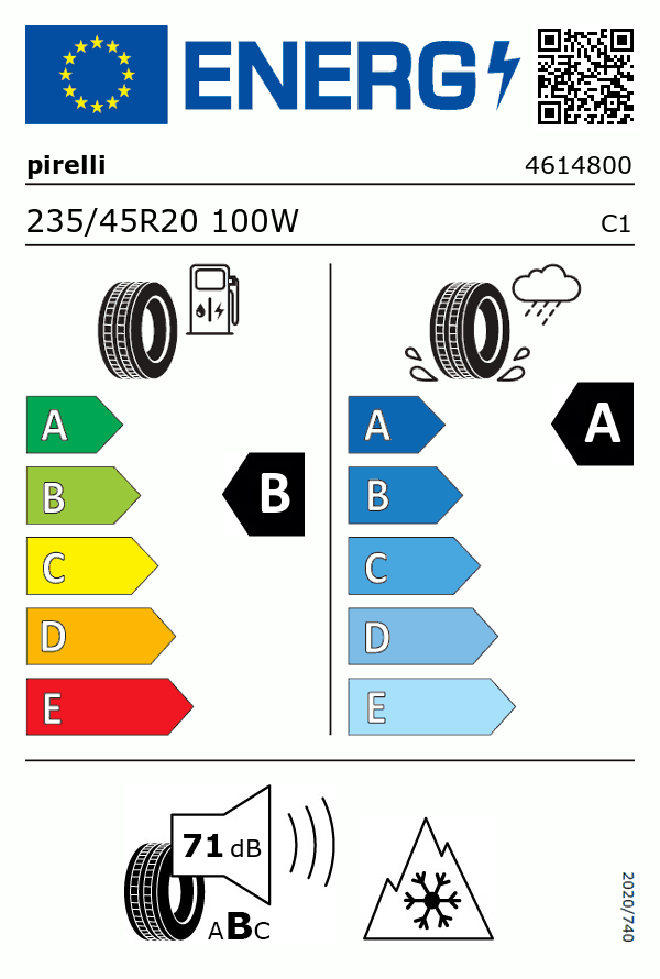 Etiquetage du Pneu Pirelli SCORPION WINTER 3