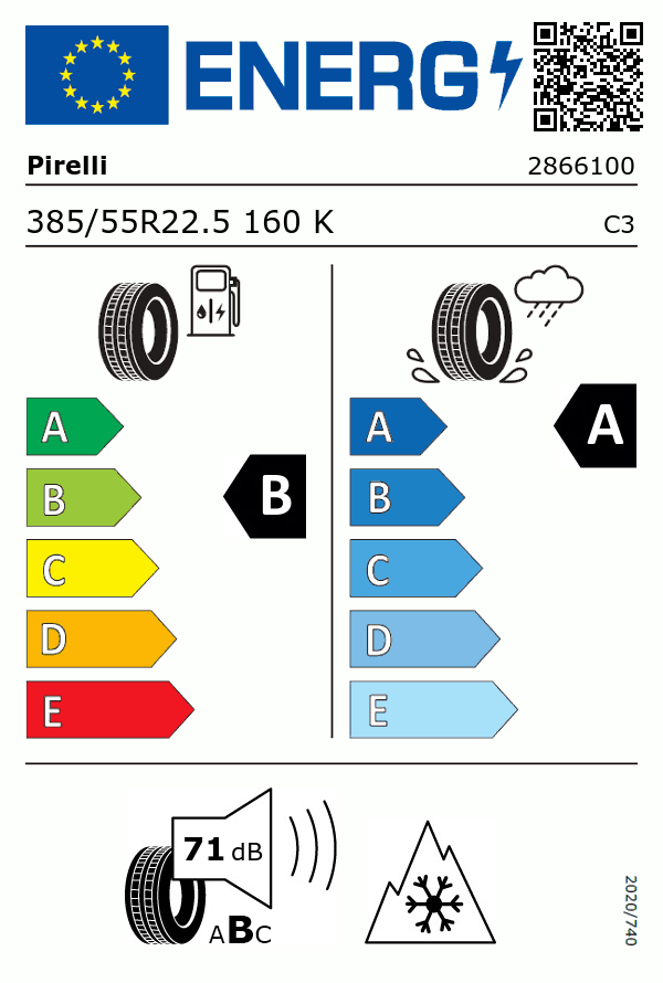 Etiquetage du Pneu Pirelli Itineris T90