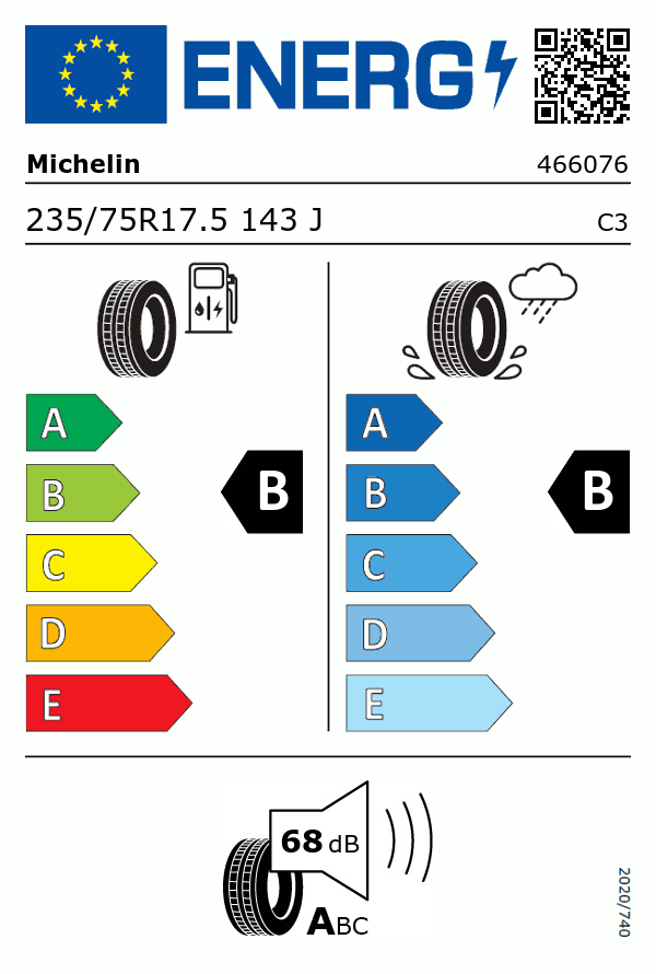 Etiquetage du Pneu Michelin X LINE ENERGY T (75)