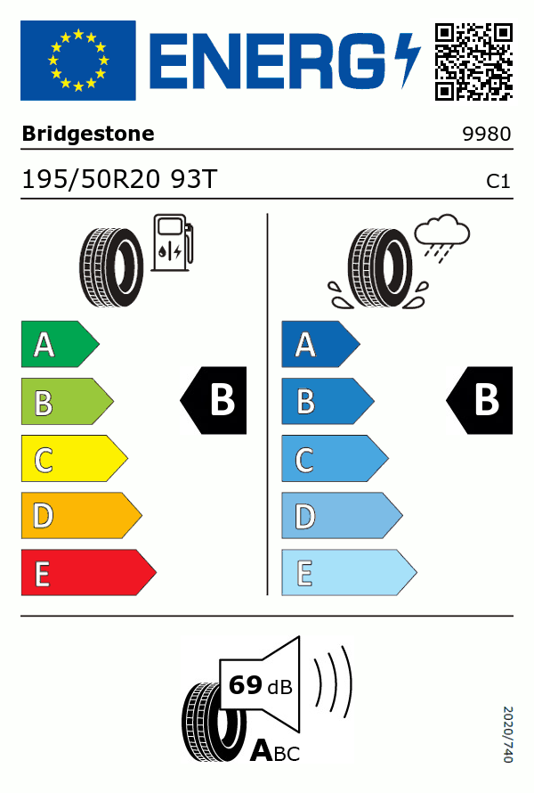 Etiquetage du Pneu Bridgestone ECOPIA EP500