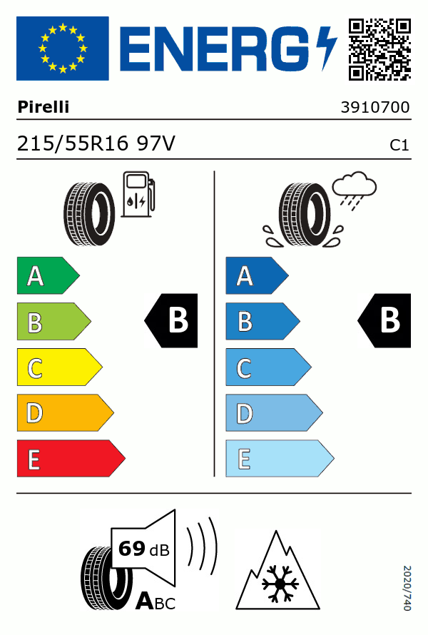 Etiquetage du Pneu Pirelli CINTURATO ALL SEASON SF2