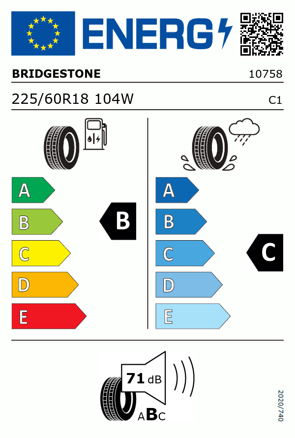 Etiquetage du Pneu Bridgestone ALENZA 001