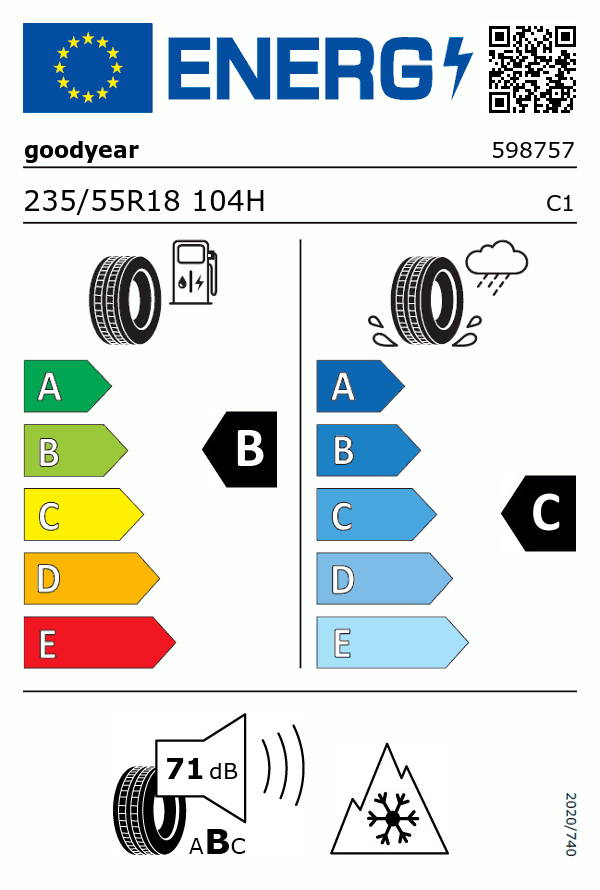 Etiquetage du Pneu Goodyear ULTRAGRIP PERFORMANCE 3