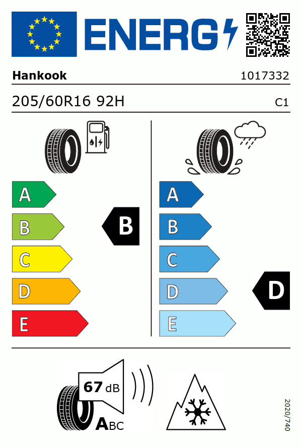 Etiquetage du Pneu Hankook KINERGY 4S H740