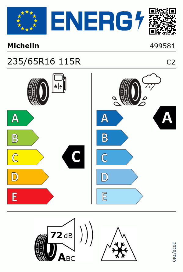 Etiquetage du Pneu Michelin CROSSCLIMATE CAMPING