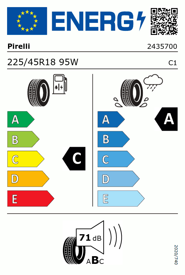 Etiquetage du Pneu Pirelli CINTURATO P7