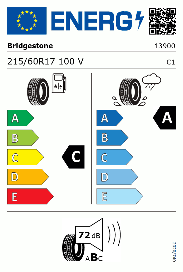 Etiquetage du Pneu Bridgestone TURANZA T005 DRIVEGUARD