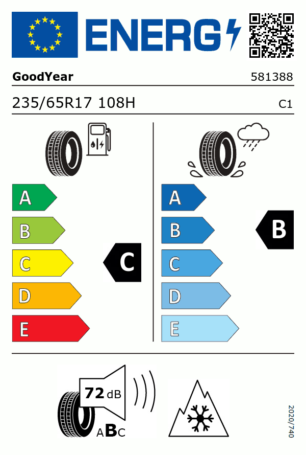 Etiquetage du Pneu Goodyear ULTRAGRIP+ SUV