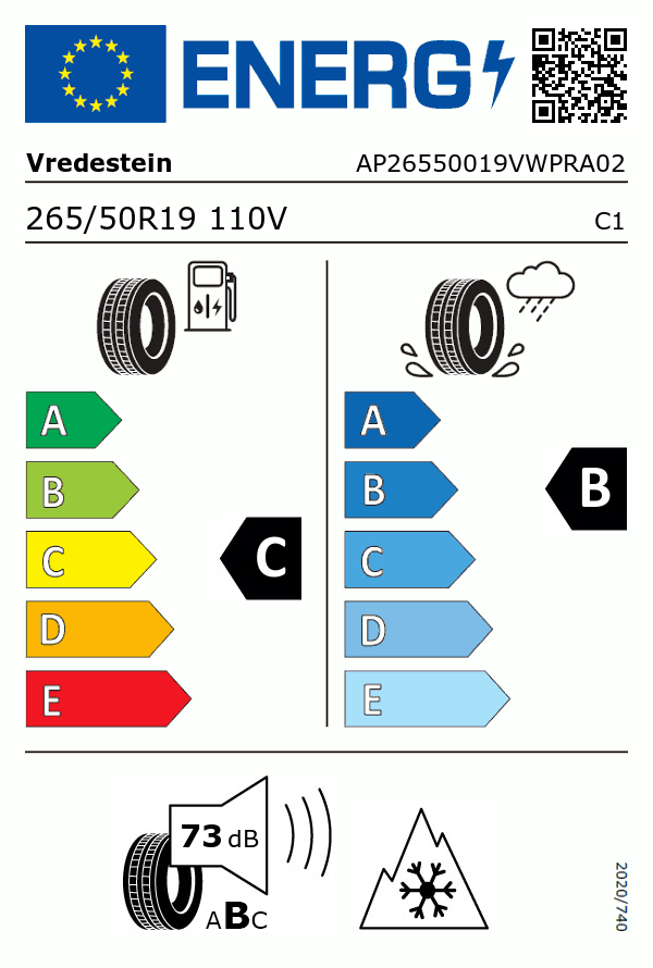 Etiquetage du Pneu Vredestein WINTRAC PRO