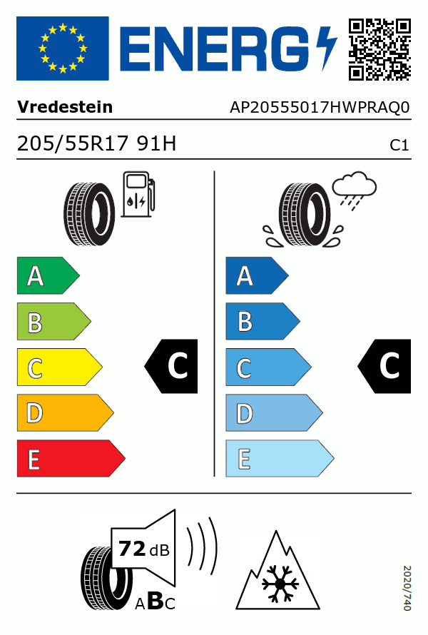 Etiquetage du Pneu Vredestein WINTRAC PRO