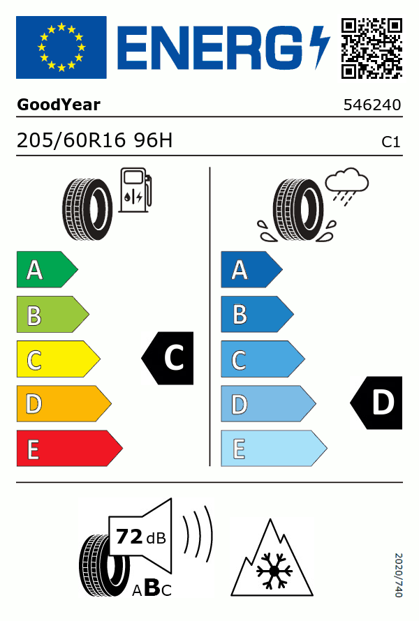 Etiquetage du Pneu Goodyear ULTRAGRIP 8