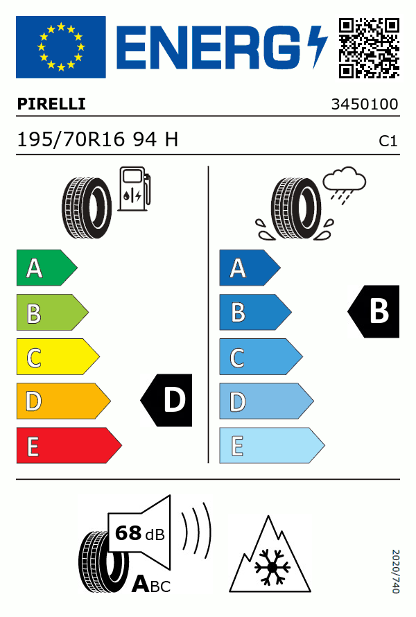 Etiquetage du Pneu Pirelli CINTURATO WINTER