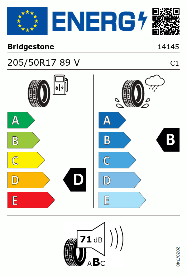 Etiquetage du Pneu Bridgestone POTENZA RE050A-1