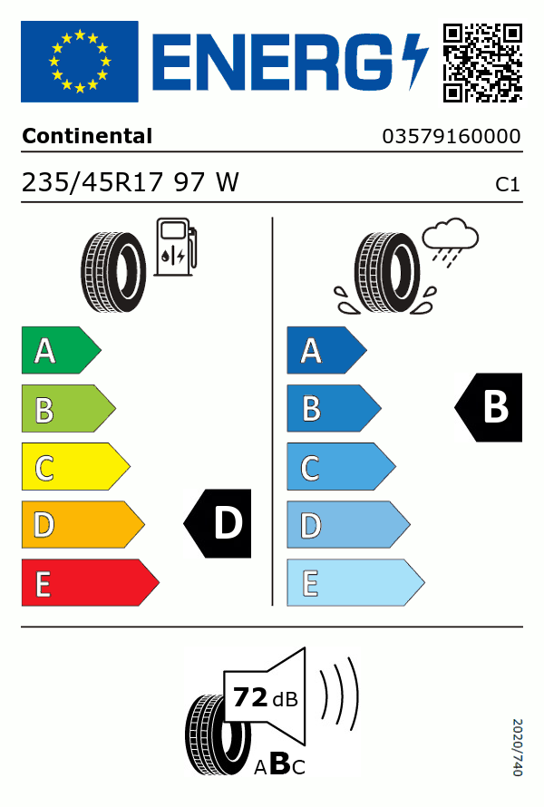 Etiquetage du Pneu Continental Conti Sport Contact 3