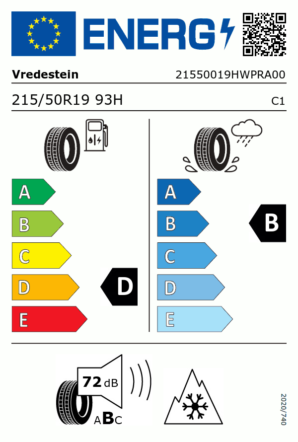 Etiquetage du Pneu Vredestein WINTRAC PRO