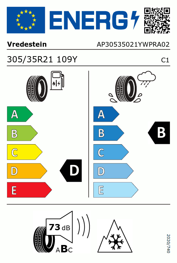 Etiquetage du Pneu Vredestein WINTRAC PRO