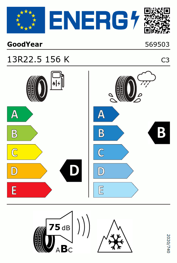Etiquetage du Pneu Goodyear Omnitrac D heavy duty
