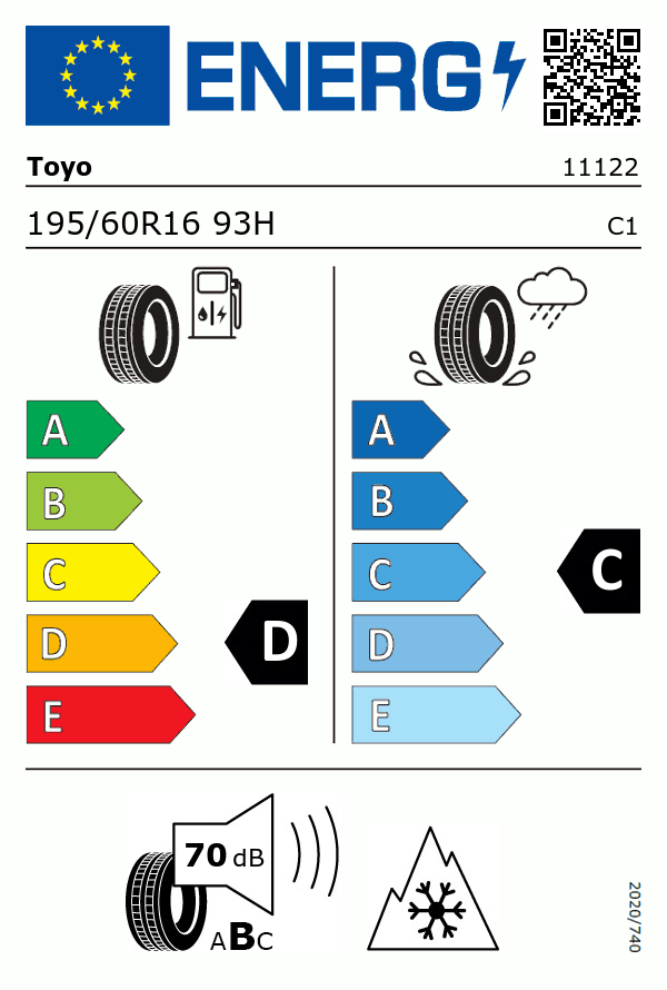 Etiquetage du Pneu Toyo SNOWPROX S943