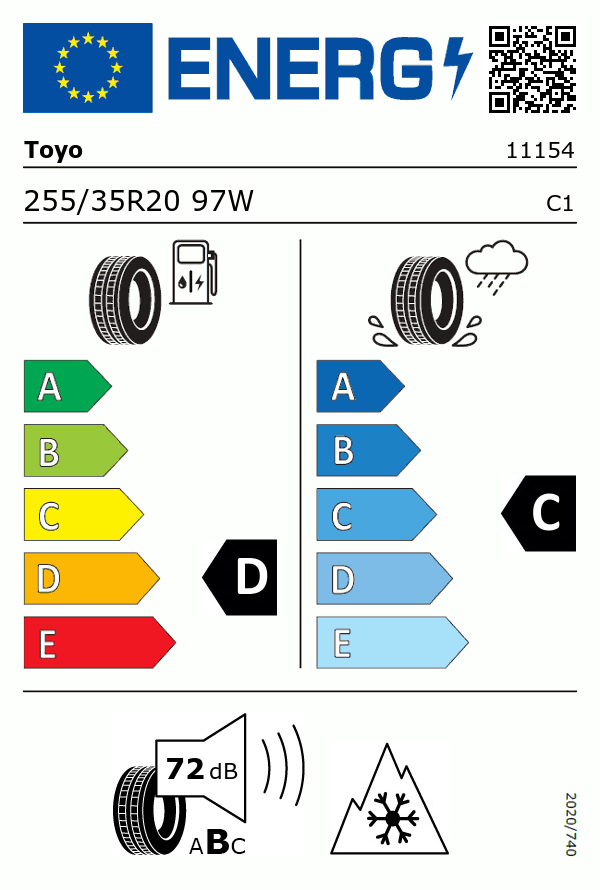 Etiquetage du Pneu Toyo Snowprox S954