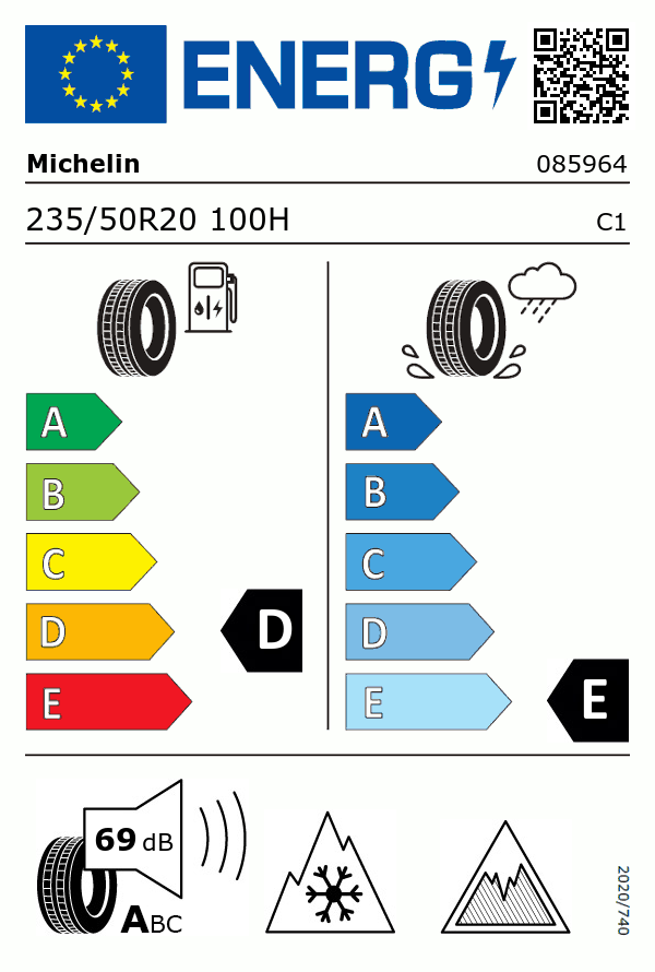 Etiquetage du Pneu Michelin X-ICE SNOW SUV