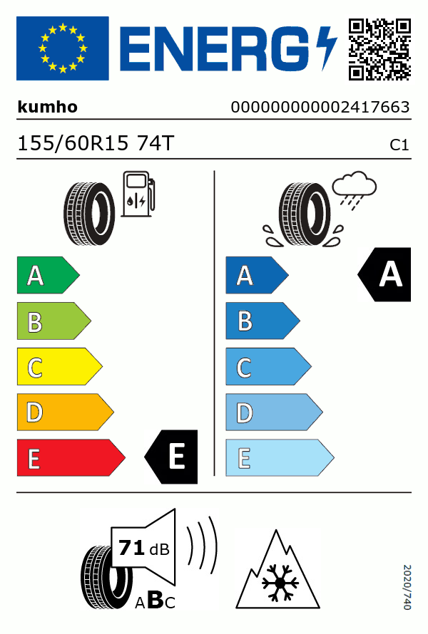 Etiquetage du Pneu Kumho WP52