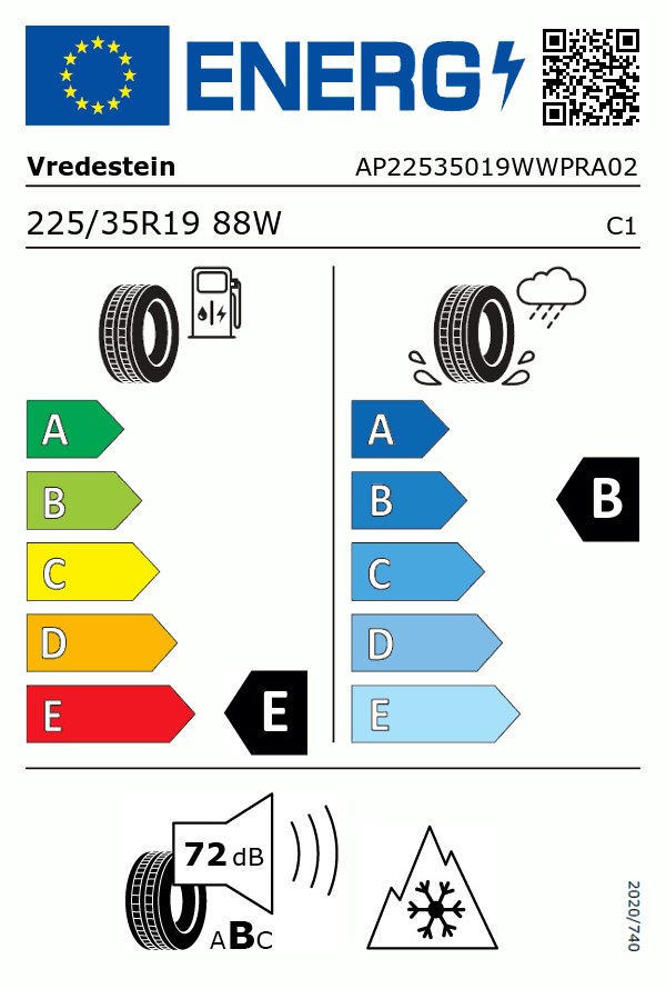 Etiquetage du Pneu Vredestein WINTRAC PRO