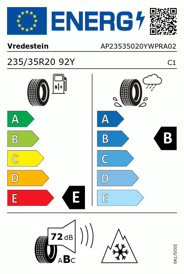 Etiquetage du Pneu Vredestein WINTRAC PRO