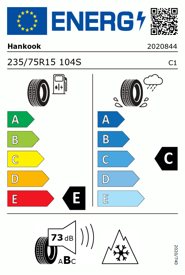 Etiquetage du Pneu Hankook Dynapro AT2 RF11