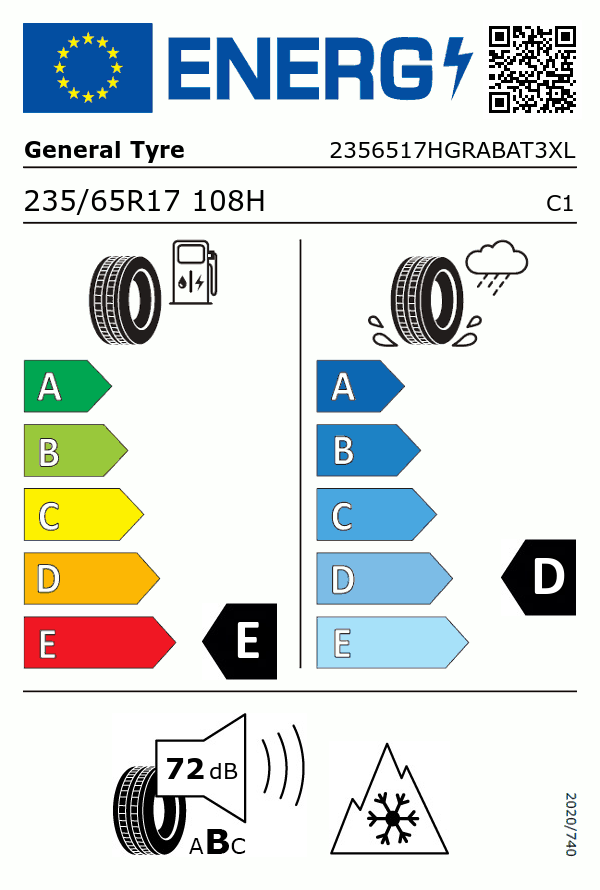 Etiquetage du Pneu General Tire GRABBER AT3