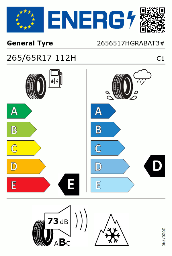 Etiquetage du Pneu General Tire GRABBER AT3