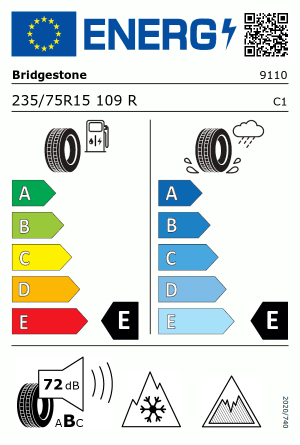Etiquetage du Pneu Bridgestone BLIZZAK DM-V2