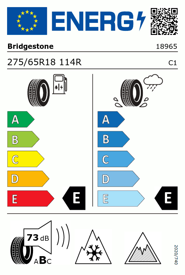 Etiquetage du Pneu Bridgestone BLIZZAK DM-V3