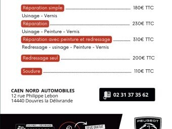 GARAGE CARROSSERIE PEUGEOT CAEN NORD AUTOMOBILES ZECARROSSERY & ZEPARE-BRISE DOU